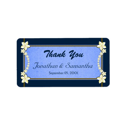 Rustic & Navy Blue Floral Gastgeschenk Hochzeit Vi Adressaufkleber (Vorne)