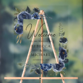 Rustic Navy Blue Floral Wedding Welcome Acrylschild (Neutral)