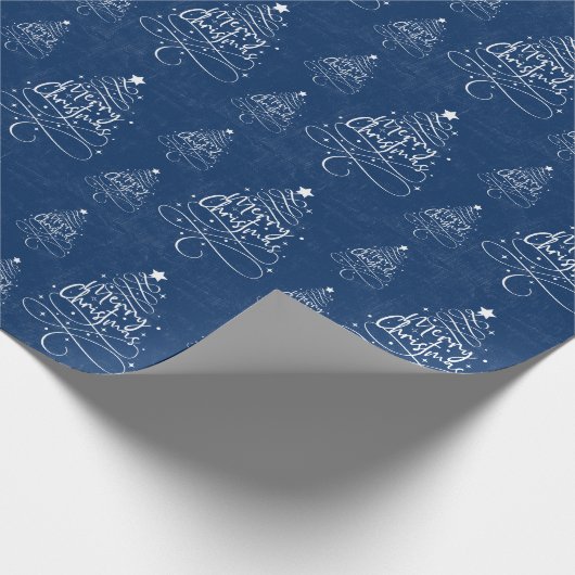 Rustic Navy Blue Frohe Weihnachten Geschenkpapier (Ecke)