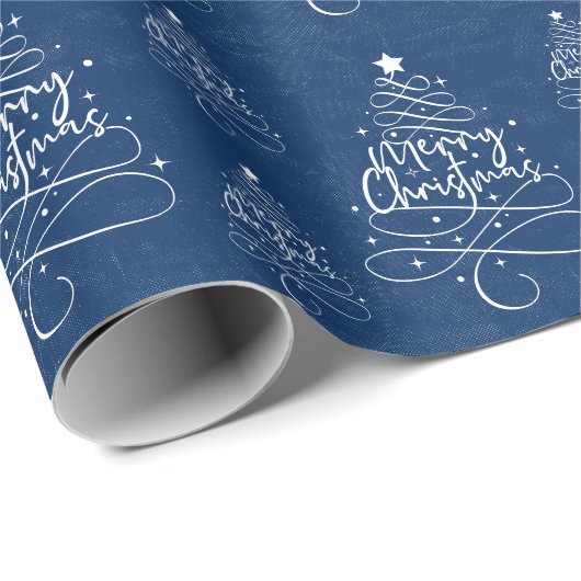 Rustic Navy Blue Frohe Weihnachten Geschenkpapier (Rolleneckpunkt)