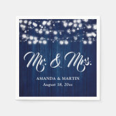Rustic Navy Blue Mr. und Mrs. Wedding Serviette (Vorderseite)