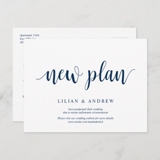 Rustic Navy Blue, neue Pläne, verschoben Postkarte (Vorne/Hinten)