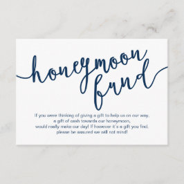 Rustic Navy Blue Script, Wedeymoon Fund Begleitkarte