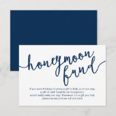 Rustic Navy Blue Script, Wedeymoon Fund Begleitkarte (Vorne/Hinten)