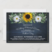 Rustic Navy Blue Sunflower] Daisy Rehearsal Dinner Einladung (Vorderseite)