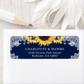 Rustic Navy Blue Sunflower Return Address Labels (Insitu)