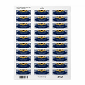 Rustic Navy Blue Sunflower Return Address Labels (Vorne)
