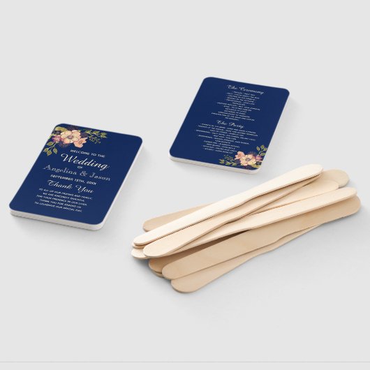 Rustic Navy Blue Wedding Program Fächer (Non-assembled)