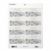 Rustic Navy Blue Winery Mountain Sketch Adresse (Vorne)