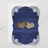 Rustic Navy Blue Wood Lace Sunflower Bridal Shower Einladung (Rückseite)
