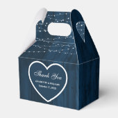 Rustic Navy Blue Wood Wedding Vielen Dank Geschenkschachtel (Rückseite)