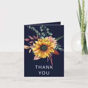 Rustic Navy Burgundy Sonnenblumen Danke Karte