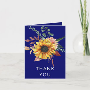 Rustic Navy Burgundy Sonnenblumen Danke Karte