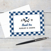 Rustic Navy Gingham Pläd BBQ Wedding Monogram