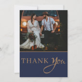 Rustic Navy String Lights Wedding Vielen Dank Dankeskarte (Vorderseite)