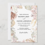 Rustic Neutral Boho Floral Wedding Einladung (Vorderseite)