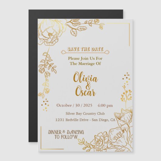 Rustic Neutral Boho Floral Wedding Invitation Magneteinladung (Vorne/Hinten)