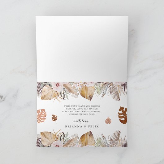 Rustic Neutral Boho Wedding Dankeskarte (Innenseite)