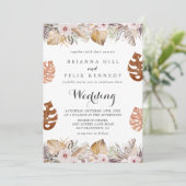 Rustic Neutral Boho Wedding Einladung (Stehend Vorderseite)