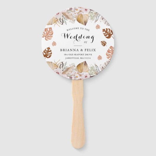 Rustic Neutral Boho Wedding Fächer (Rückseite)