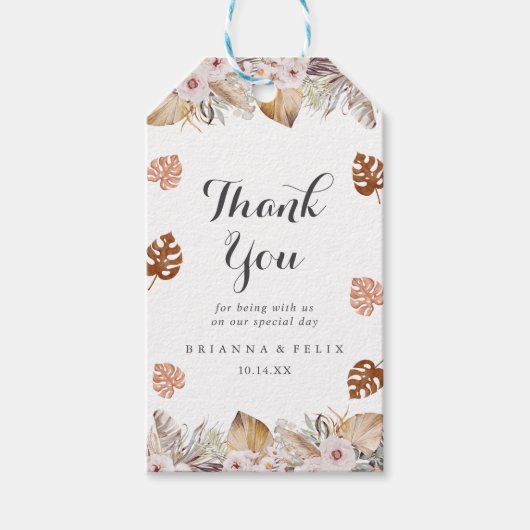 Rustic Neutral Boho Wedding Geschenkanhänger (Vorderseite)