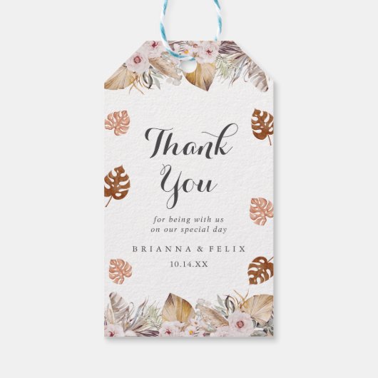 Rustic Neutral Boho Wedding Geschenkanhänger (Rückseite)