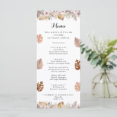 Rustic Neutral Boho Wedding Menükarte (Stehend Vorderseite)