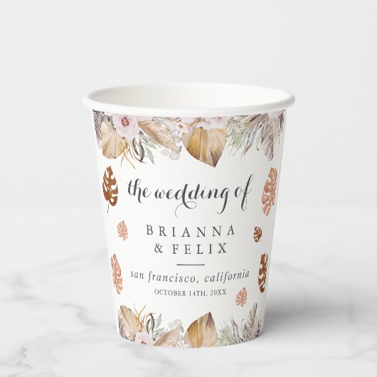 Rustic Neutral Boho Wedding Pappbecher (Rückseite)
