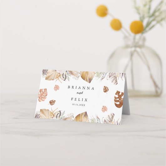 Rustic Neutral Boho Wedding Platzkarte (Rückseite)