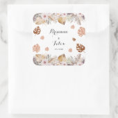 Rustic Neutral Boho Wedding Quadratischer Aufkleber (Tasche)