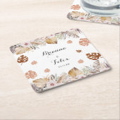 Rustic Neutral Boho Wedding Rechteckiger Pappuntersetzer (angewinkelt)