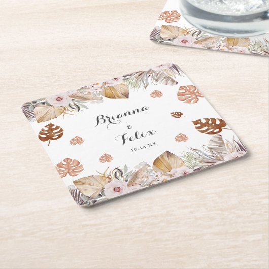 Rustic Neutral Boho Wedding Rechteckiger Pappuntersetzer (angewinkelt)