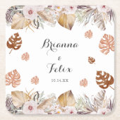 Rustic Neutral Boho Wedding Rechteckiger Pappuntersetzer (Vorderseite)