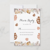 Rustic Neutral Boho Wedding RSVP Karte (Vorderseite)