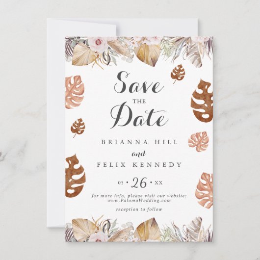 Rustic Neutral Boho Wedding Save The Date (Vorderseite)