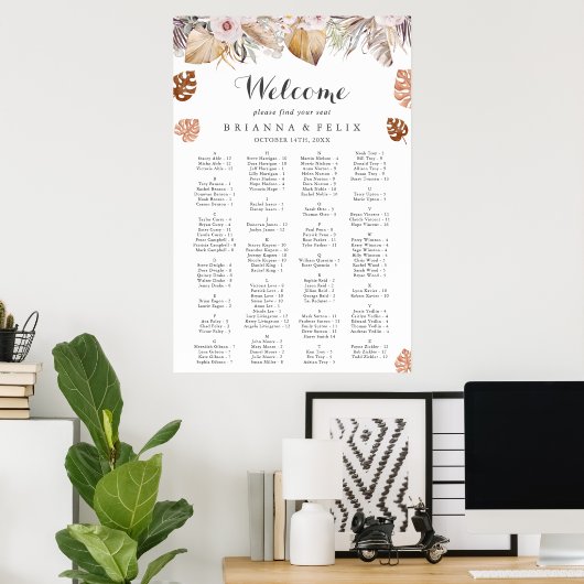 Rustic Neutral Boho Wedding Seating Chart Poster (Heimbüro)