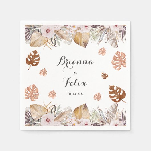 Rustic Neutral Boho Wedding Serviette (Vorderseite)