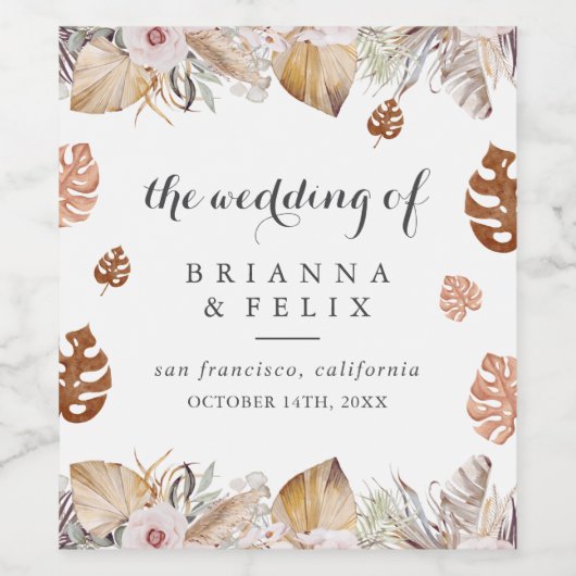 Rustic Neutral Boho Wedding Weinetikett (Einzelnes Label)