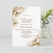 Rustic Neutral Floral Bridal Shower Einladung (Stehend Vorderseite)