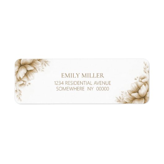 Rustic Neutral Floral Return Address Label (Vorne)