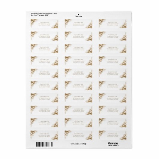 Rustic Neutral Floral Return Address Label (Vorne)