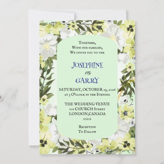 Rustic Neutral Floral Wedding Invitation Einladung (Vorderseite)