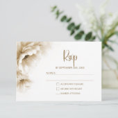 Rustic Neutral Floral Wedding RSVP Karte (Stehend Vorderseite)