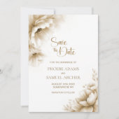Rustic Neutral Floral Wedding Save the Date (Vorderseite)