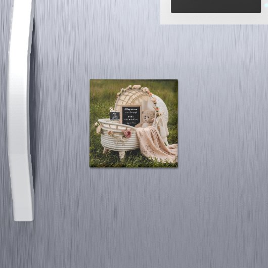 Rustic Neutral pregnancy announcement keepsake  Magnet