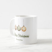 Rustic neutral Scandinavian style custom name Xmas Kaffeetasse (Vorderseite Links)