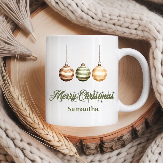 Rustic neutral Scandinavian style custom name Xmas Kaffeetasse
