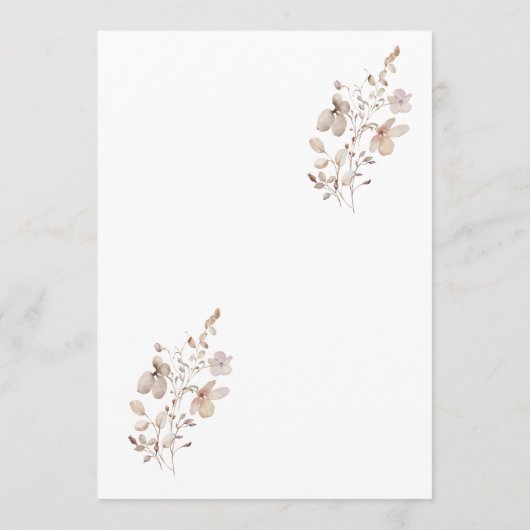 Rustic Neutral Wedding Menu Design Menükarte (Rückseite)