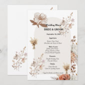 Rustic Neutral Wedding Menu Design Menükarte (Vorne/Hinten)
