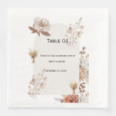Rustic Neutral Wedding Table Numbers Serviette (Vorderseite)